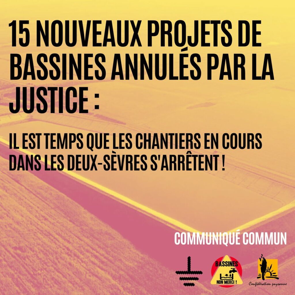 Mégabassines. La justice annule deux projets en Poitou-Charentes
